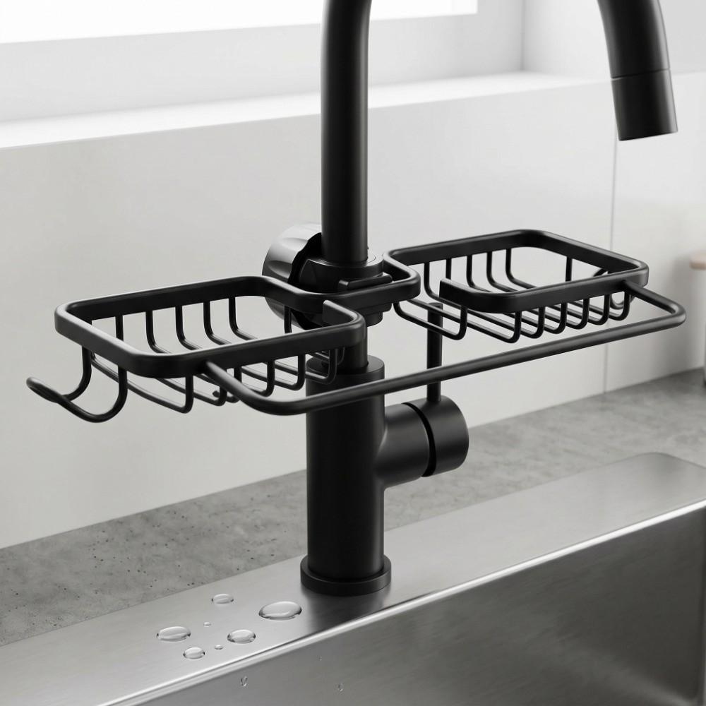 Adjustable Sink Shelf Aluminum Plastic Hanging Rack Durable Sink Organizer Rack Dishcloth Drainer