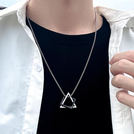 Men Necklace Triangle Square Pendant Necklace Dating Work Party Versatile Style Necklace Clothing Accessory