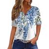 Жен. Футболка Футболка С принтом Пуговицы С короткими рукавами Повседневные Выходные Мода Классический V-образный вырез Обычный Верх