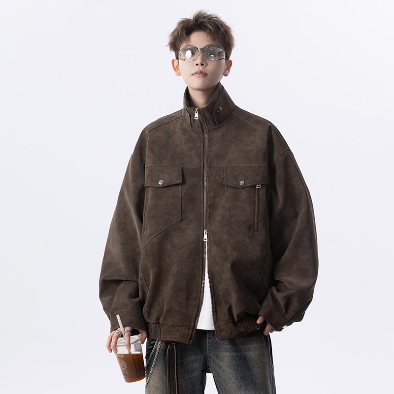 Мужская высококачественная пилотная куртка из замши и велюра - Американский стиль, Крутая осенне-зимняя кожаная.