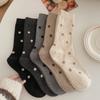 Autumn and Winter Polka Dot Wool Mid-calf Socks, Versatile Solid Color Simple Pile Socks, Fleece Thickened Socks for Women