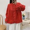 Johnature Ruffles Linen Lace-up Women Shirts Tops Spring Summer Vintage Mori Loose Slits Female Blouses