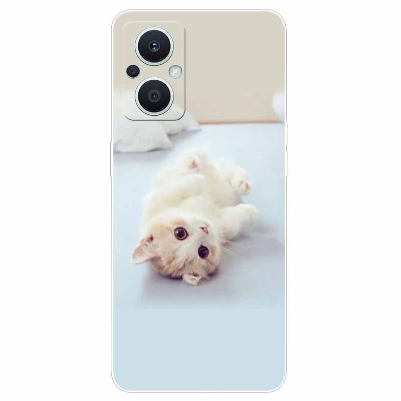 Мягкий чехол для Reno8 Lite Чехол с принтом ТПУ Силиконовый Прозрачный Funda Чехлы для OPPO Reno 8 Lite 5G Чехол Reno8Lite Тонкий Пейзаж Кошка