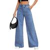 Женские джинсы широкие брюки клёш повседневные с высокой посадкой прямые джинсовые брюки с карманами