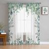 Spring Watercolor Plant Eucalyptus Leaves Sheer Curtains for Living Room Decoration Window Curtain Kitchen Tulle Voile Drapes