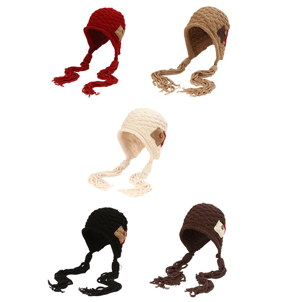 Женская зимняя перуанская шапка-бини с закрывающими уши, с ушными клапанами, на шерпе, для лыж, снега, вязаная, милая, с кисточками