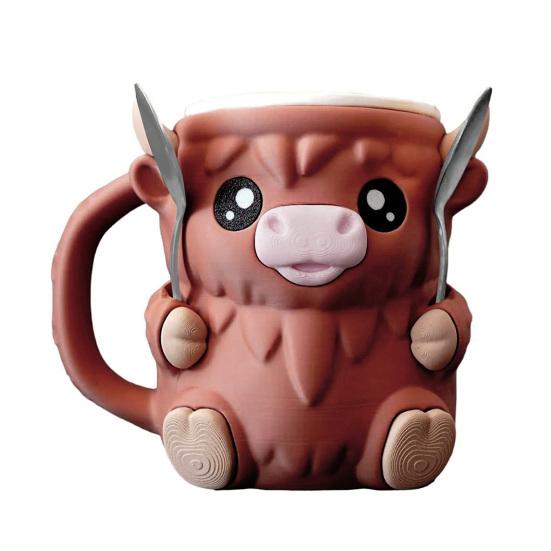 Держатель для пинты мороженого «Хайлендская корова», держатели для эскимо, держатель для пивной банки, изолированный держатель для мороженого со скрытым ящиком для закусок и ложками