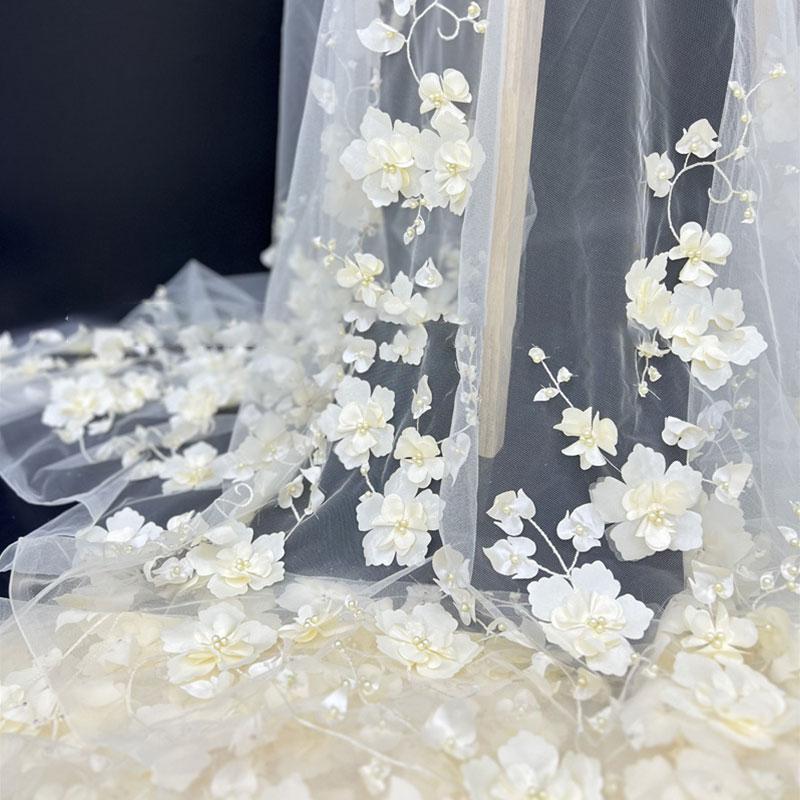 3DЦветочная Сетчатая Кружевная Ткань для Одежды Женское Свадебное Платье Вышитая Ткань DIY Шитье Платье-Халат Тюль Французская Гипюровая Африканская Кружевная