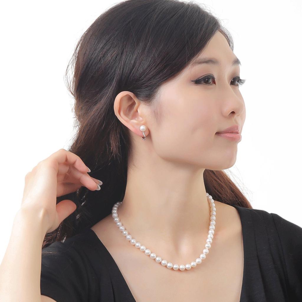 Genuine pearl necklace and earrings set earrings for ceremonial with heart keeper box [Tsuyata Ururu] (or set) occasions, 7.5-8.0mm, [Quality