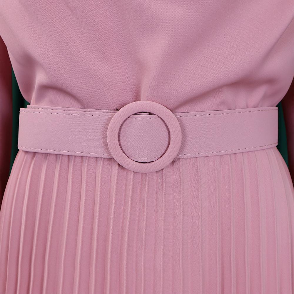Women's Dress Spring and Autumn Temperament Elegant Pressed Pleated Commuter OL Solid Colour Plus Size Dresses