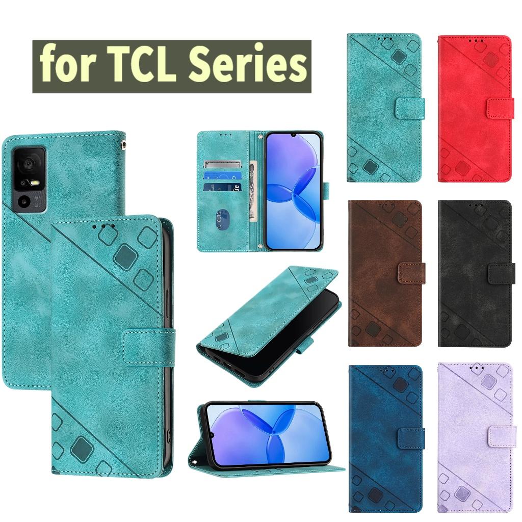 Модный чехол-кошелек из искусственной кожи с геометрическим узором и ремешком на запястье для TCL 305, TCL 306, TCL 30, 303, 30T, 40 SE, 403, 408, T-Mobile REVVL 7 Pro...