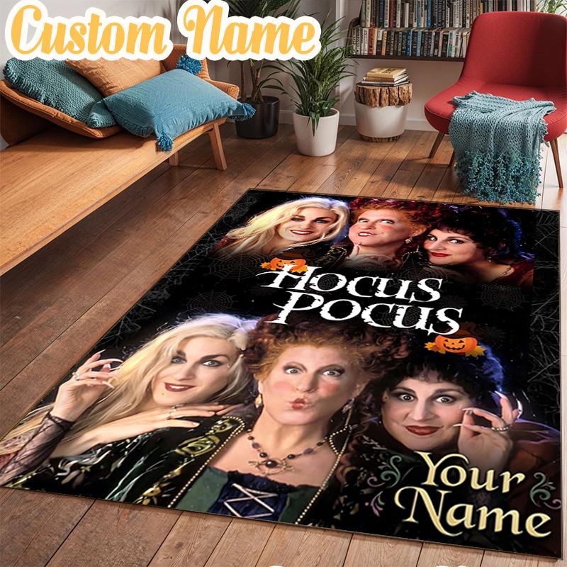 Custom Name Magical Three Witch Rug Office Rug Chair Mat Non Slip Carpet Rugs for Bedrooms Dining Room Living Room Home Decor gifts