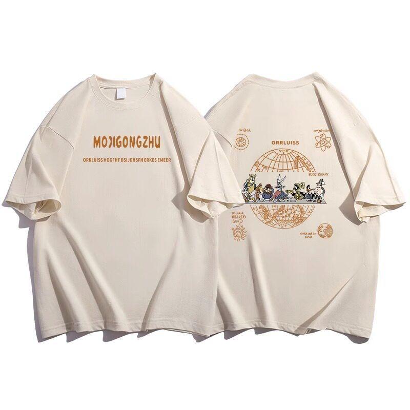 American Retro Short-Sleeved T-Shirt for Women, Summer Ins Trendy Pure Cotton Hong Kong Style Chic Large Size Loose Design Niche Top