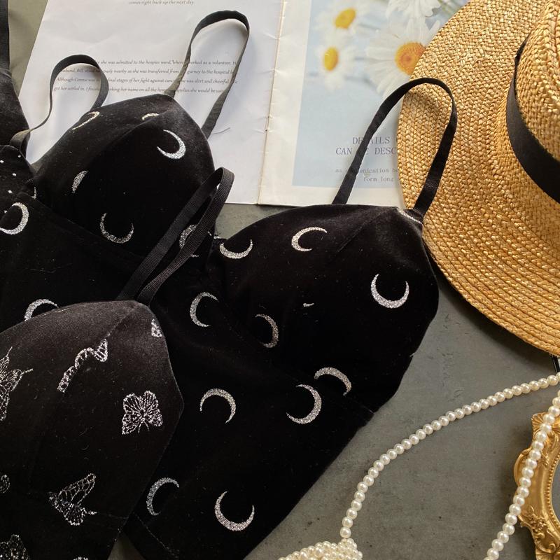 Women Retro Velour Strap Tops Summer V Neck Sleeveless Backless Slim Tank Top Chic Print Sexy Off Shoulder Short Camis