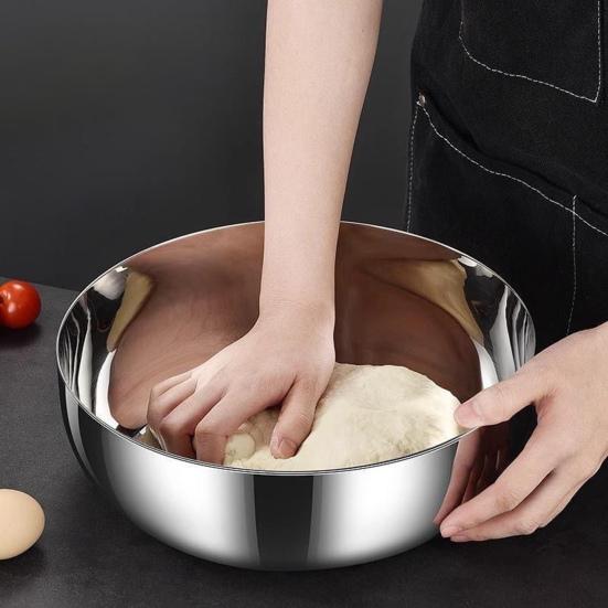 Металлическая миска для смешивания Гладкая поверхность Антипригарная Легко моется Можно мыть в посудомоечной машине Многоцелевая Большая миска Салатник