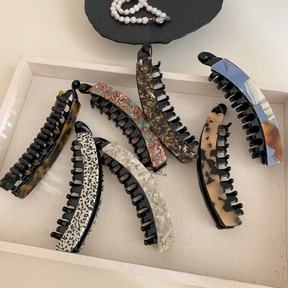 Geometric Leopard Print Hair Clip Acetic Acid Hairpin Personalized Acetate Banana Clip Female
