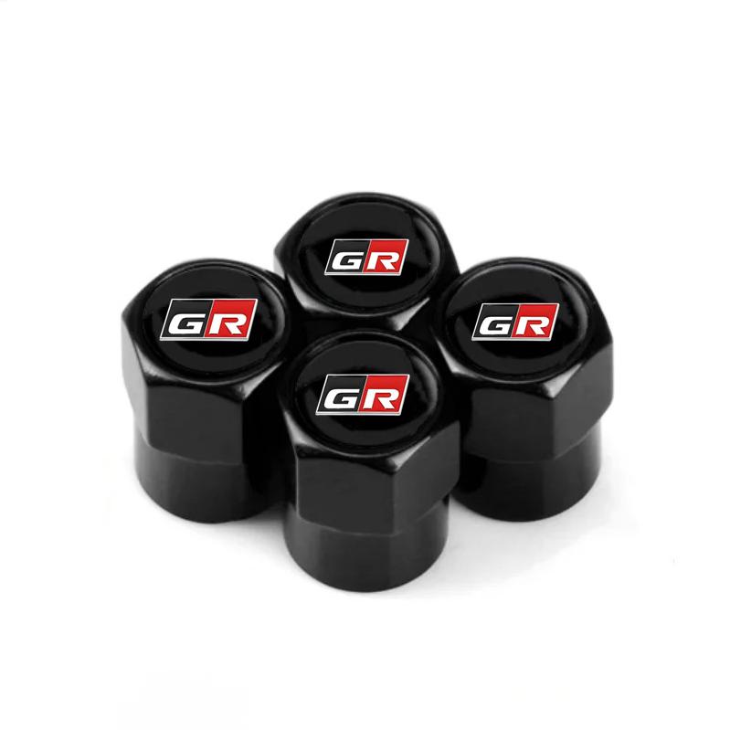 ANS1 4Pcs Car GR Sport Wheel Tire Stem Air Valve Caps For Toyota Gazoo Racing GR86 Mirai Prado Avensis Plugs Auto Accessories