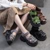 Genuine Leather Platform Sandals Comfortable Weaving Breathable Retro Women's Shoes
