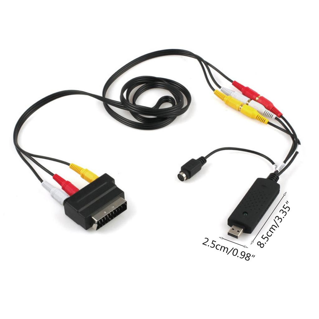 Устройство захвата аудио и видео USB 2.0, конвертер VHS в DVD, комплект с RCA-кабелем для Windows 10