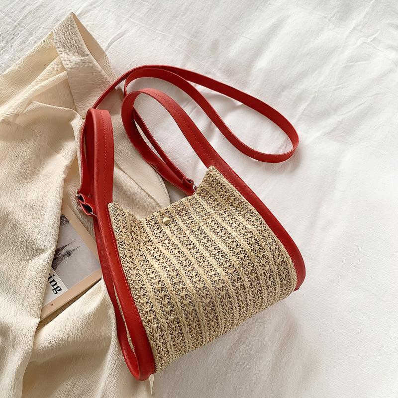 Mori универсальная повседневная плетеная женская сумка через плечо 2025 большая вместительная сумка-тоут под мышкой для поездок на работу, портативная соломенная сумка