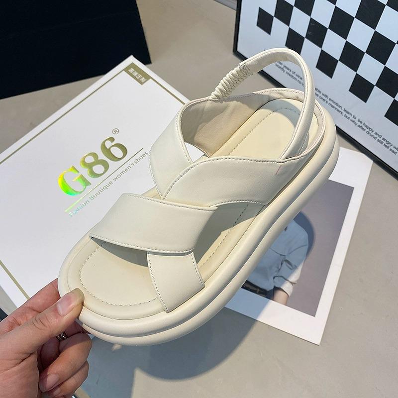 Сандалии женские римские из натуральной мягкой кожи на толстой подошве, новые летние универсальные пляжные сандалии 2024 года, не утомляющие ноги