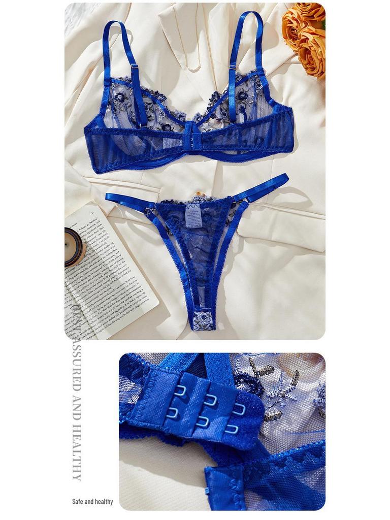 Французский кружевной комплект нижнего белья с вышивкой в виде цветов: Сексуальный и Привлекательный Дизайн в Наличии