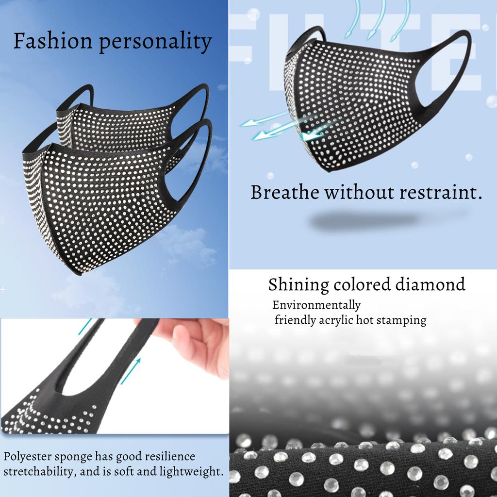 Блестящая модная маска для лица со стразами — стильная, многоразовая и идеальная для вечеринок и активного отдыха