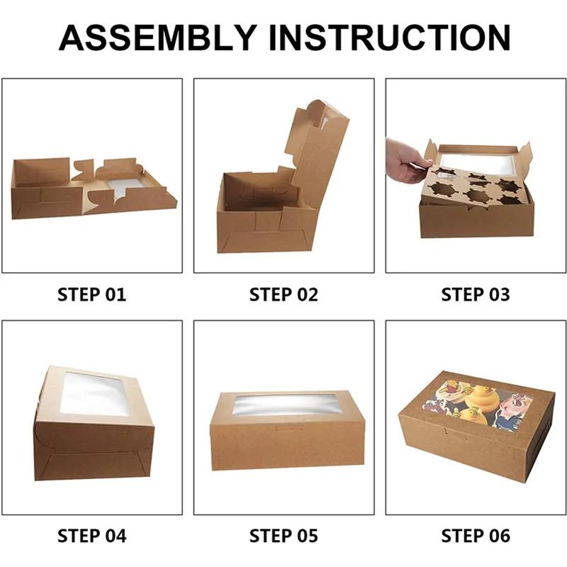 10 шт./компл. портативная прозрачная коробка для кексов, торта, печенья, упаковка для печенья, коробки для упаковки кондитерских изделий, контейнер для десертов, подарочная коробка