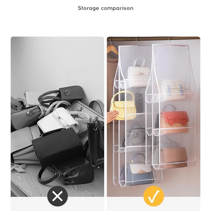 Сумка для хранения, подвесная сумка, подвесная двухсторонняя прозрачная шестислойная сумка для хранения, сумка для хранения в шкафу в спальне, пылевой мешок