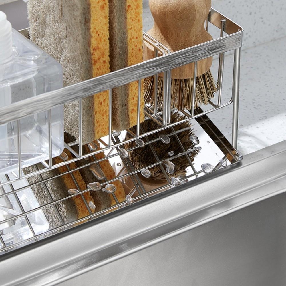 Stainless Steel Sponge Soap Holder Compact Kitchen Sink Organizer  Home