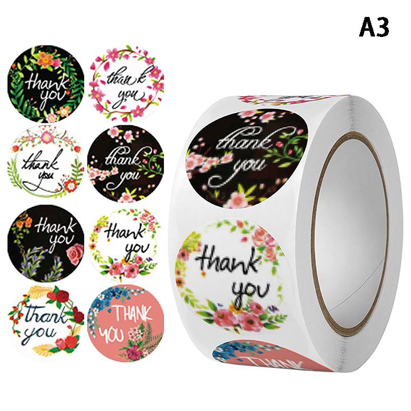 500 шт. 1 дюйм романтические цветы спасибо наклейки рулон для конверта свадебные украшения коробка канцелярские принадлежности печать наклейка подарочная этикетка