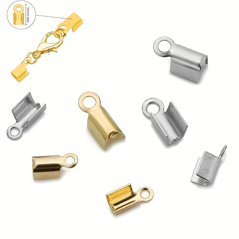98 шт./Лот Зажимы-концевики для шнура, концы для шнура, ленты, кожи, клипсы-наконечники, складные обжимные бусины, коннекторы для изготовления украшений, товары для DIY