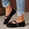 Fashion Women Flats Belt Buckle Comfortable Loafers Ladies Classic Silk Bowtie Low Heel Shoes for Women Lightweight Mary Jane Shoes