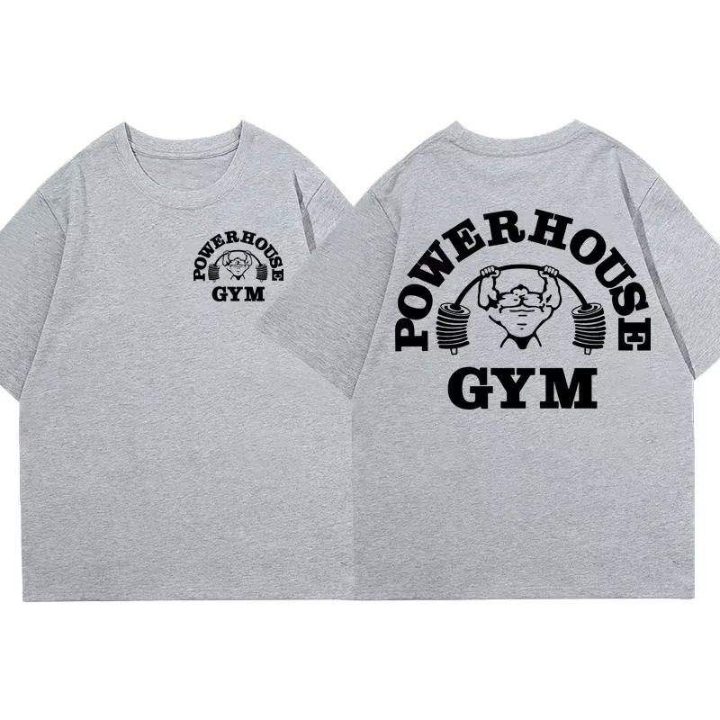 Графическая футболка Powerhouse Gym Мужская Женская Летняя Оверсайз с Коротким Рукавом Хлопковые Футболки Харадзюку Повседневная Фитнес Винтажная Спортивная Майка