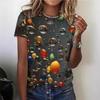 Летний топ с круглым вырезом и принтом в виде 3D-капель воды, модные повседневные женские футболки с короткими рукавами