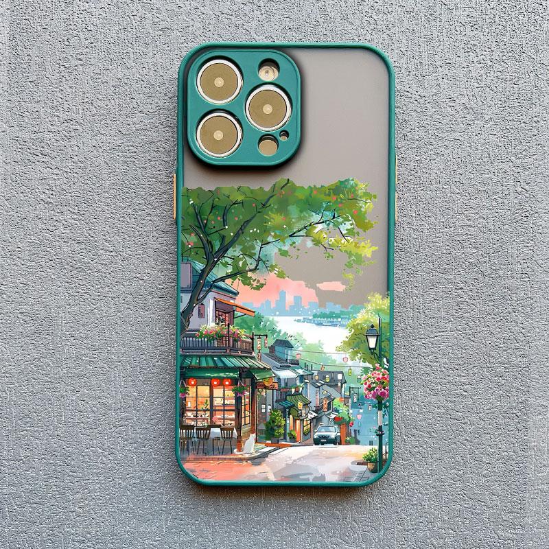 Dazzling Anime Street View Scenery Phone Case for IPhone 13 12 11 Pro Max Mini 16 15 14 Max Plus 7 8 Plus SE2 X XR X Back Cover