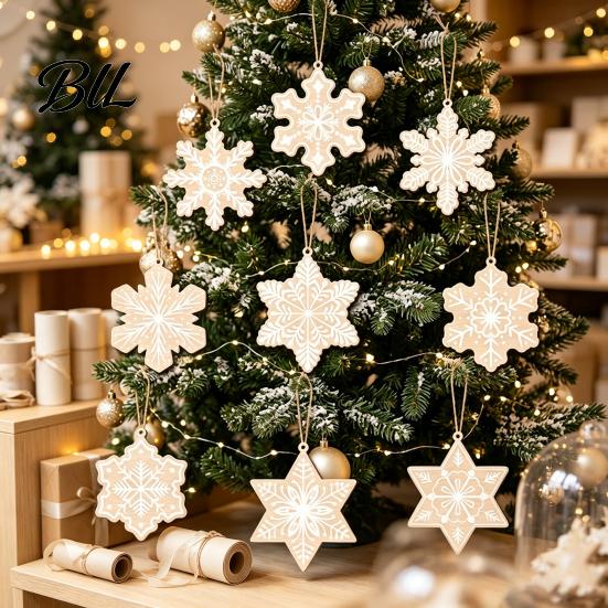 DIY Crafts for Kids Wooden Christmas Snowflake Ornaments, Rustic Xmas Tree Hanging Decorations, Boho Decorations Home Winter Wonderland Tree, Holiday