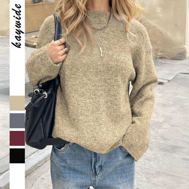 Fashion Long-sleeved Simple Solid Color Sweater for Women 2025 Autumn and Winter New Style