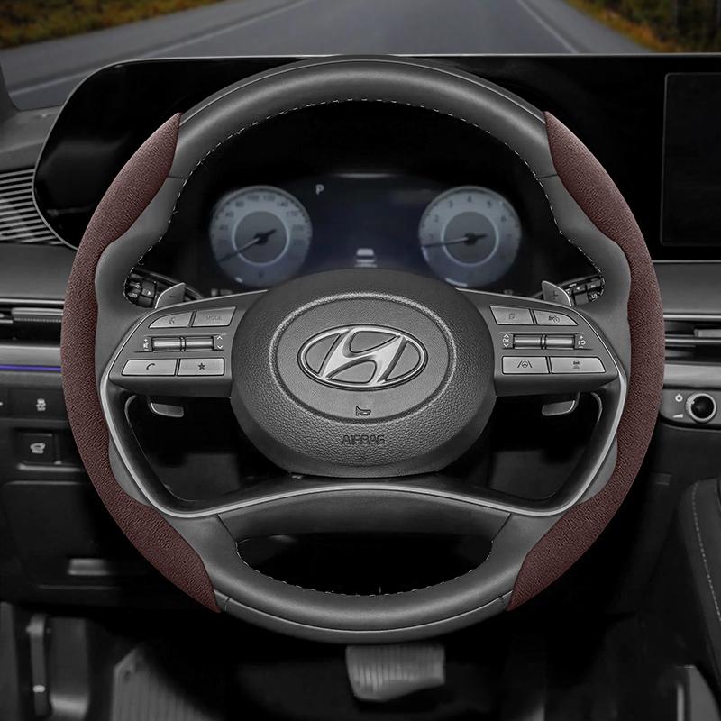 Подходит для Hyundai Нескользящая Пряжка Сегментированная Замшевая Накладка на Руль I30 Tucson I20 Accent I10 I40 Kona Ix35 Grand Elantra Solaris Creta Getz