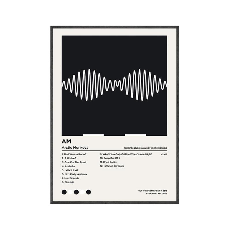 Черная обложка альбома с принтом Arctic Monkeys Am, альбом, музыкальная типография, постер, настенные художественные фотографии, холст, картина для спальни, домашний декор
