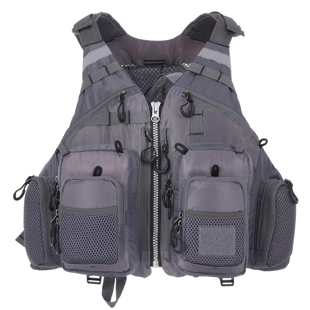 Lixada Fishing High Large Multiple Load Capacity Up To One Size Fits All Vest, Buoyancy, Breathable, Capacity, Pockets, Unisex, 95kg,