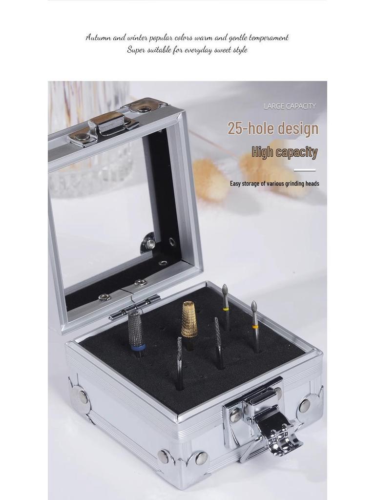 Multi-Hole Grinding Head Storage Box with Transparent Lids for Power Tool Accessories