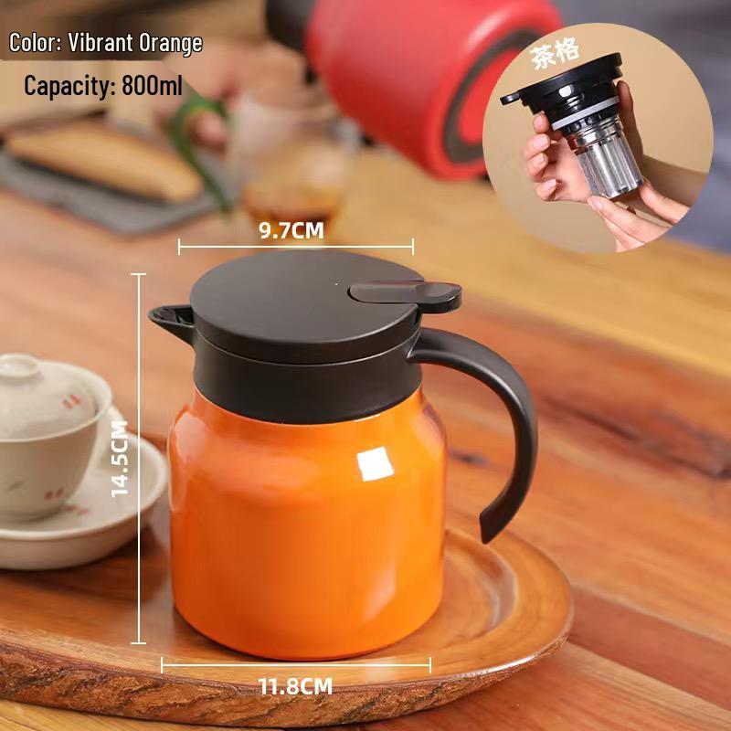 316 Stainless Steel Large Capacity Tea and Coffee Infuser Pot with Heat Preservation, Suitable for Home or Office.
