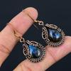 Beautiful Labradorite Gemstone Pure Copper Wire Wrapped Designer Handmade Earrings For Gift
