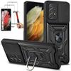 Protective Case - BOOLING - for Samsung S21 Ultra - Rigid - Black - 360° Stand - with 2 Tempered Glasses