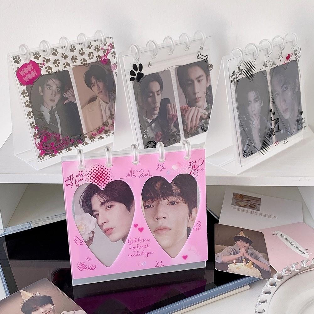 Transparent Flip Up Photocard Holder Cat Dog Photo Album Durable Card Display Rack Birthday Gift