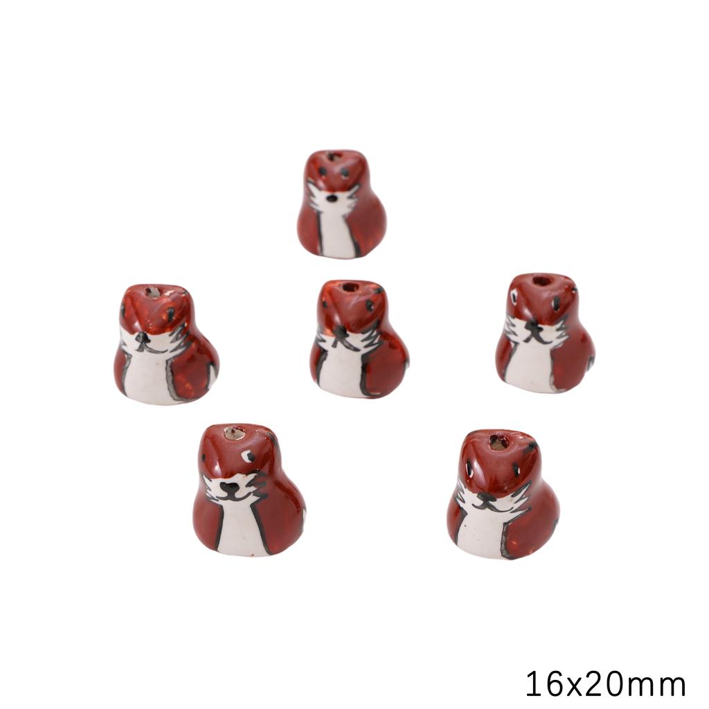 Керамические расписные бусины Собака Лиса Интервальные Рассыпные бусины для DIY Браслетов Ожерелий Изготовления Ювелирных Изделий