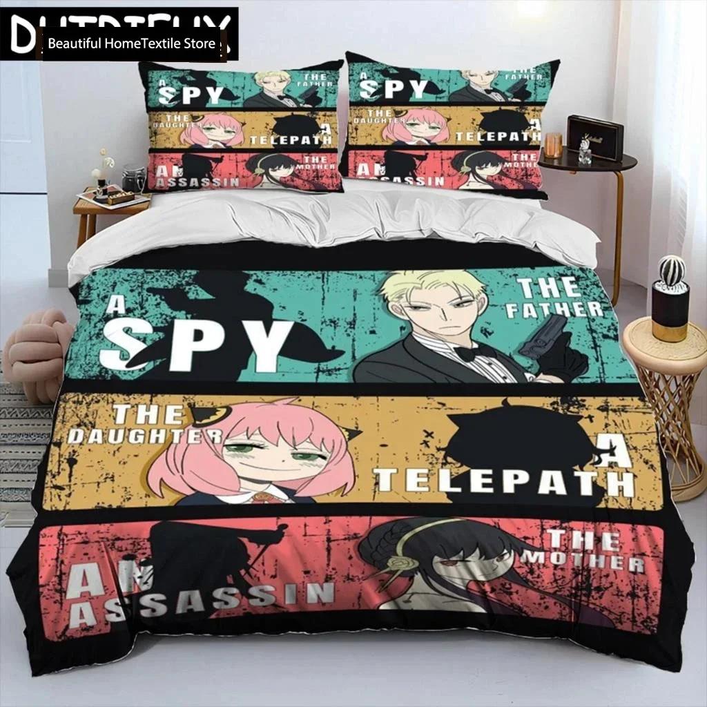 Japan Anime SPY×FAMILY Cartoon Comforter Bedding Set,Duvet Cover Bed Set Quilt Cover Pillowcase,king Queen Size Bedding Set Boys