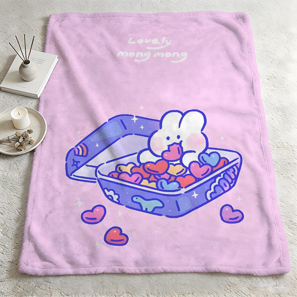 character mmongmongg Throw Warm Soft Flannel Blanket Multiuse for Sofa Bed Camping Travel Nap
