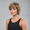 Коричневые парики для женщин Леди Синтетический короткий парик с пикси-стрижкой и челкой Бесклеевой многослойный парик Натуральный волнистый парик для повседневного использования и косплея